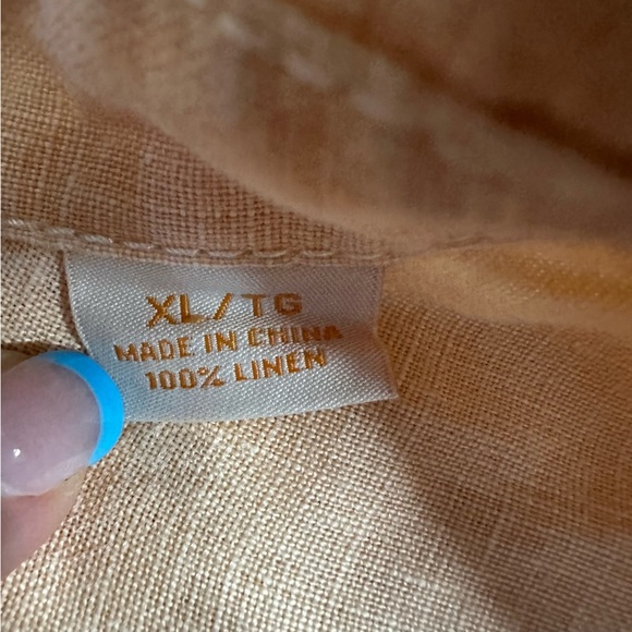 Tommy Bahama 100% Linen Relax Fit Button Shirt XL orange long sleeve resort trip - Picture 6 of 9